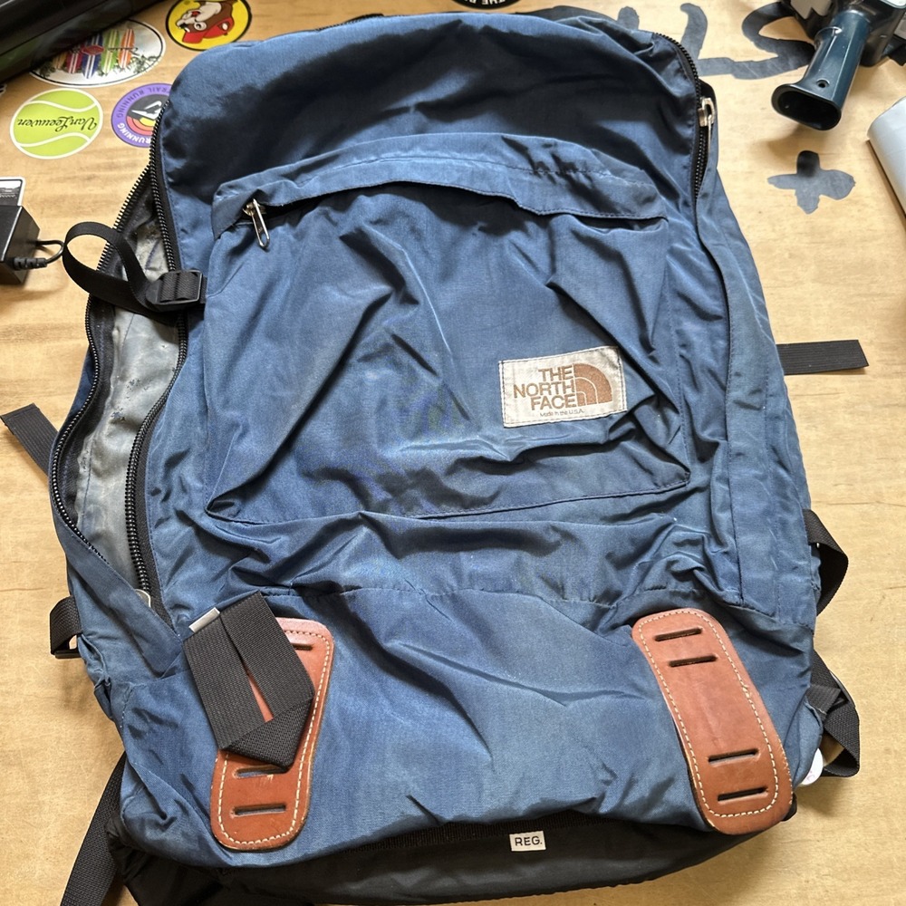 THE NORTH FACE frame back pack BLUE Brown tag USA Vintage 25X22" Size‎ Large
